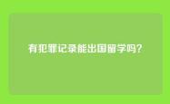有犯罪记录能出国留学吗？