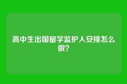 高中生出国留学监护人安排怎么做？