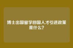 博士出国留学回国人才引进政策是什么？
