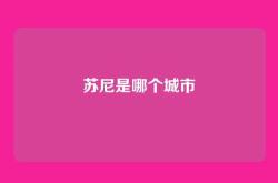 苏尼是哪个城市