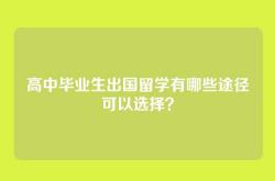 高中毕业生出国留学有哪些途径可以选择？