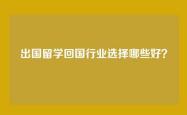 出国留学回国行业选择哪些好？