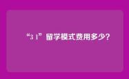 “3 1”留学模式费用多少？