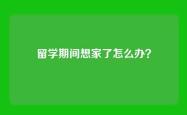 留学期间想家了怎么办？