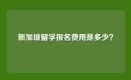 新加坡留学报名费用是多少？