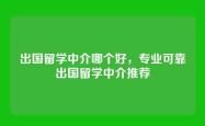 出国留学中介哪个好，专业可靠出国留学中介推荐