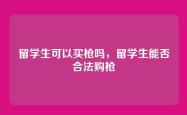 留学生可以买枪吗，留学生能否合法购枪