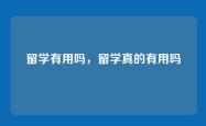 留学有用吗，留学真的有用吗