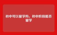 初中可以留学吗，初中阶段能否留学