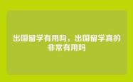 出国留学有用吗，出国留学真的非常有用吗