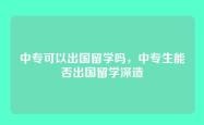 中专可以出国留学吗，中专生能否出国留学深造