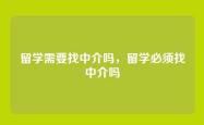 留学需要找中介吗，留学必须找中介吗