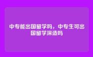 中专能出国留学吗，中专生可出国留学深造吗