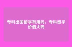专科出国留学有用吗，专科留学价值大吗