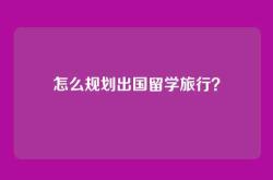 怎么规划出国留学旅行？