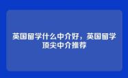 英国留学什么中介好，英国留学顶尖中介推荐