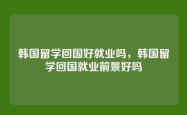 韩国留学回国好就业吗，韩国留学回国就业前景好吗
