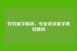 好的留学顾问，专业资深留学规划顾问