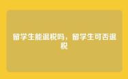 留学生能退税吗，留学生可否退税