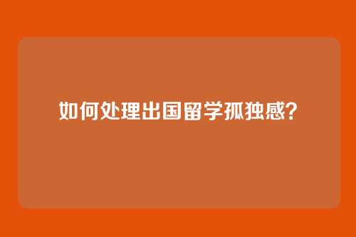 如何处理出国留学孤独感？