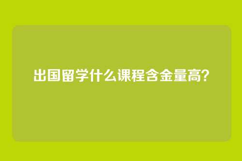 出国留学什么课程含金量高？