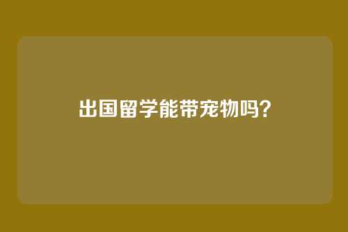 出国留学能带宠物吗？