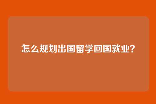 怎么规划出国留学回国就业？