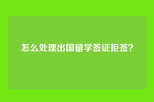 怎么处理出国留学签证拒签？