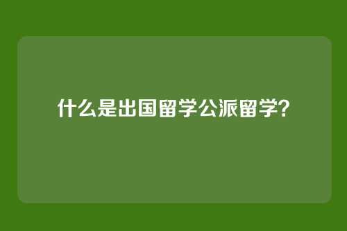 什么是出国留学公派留学？