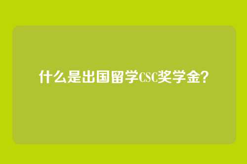 什么是出国留学CSC奖学金？