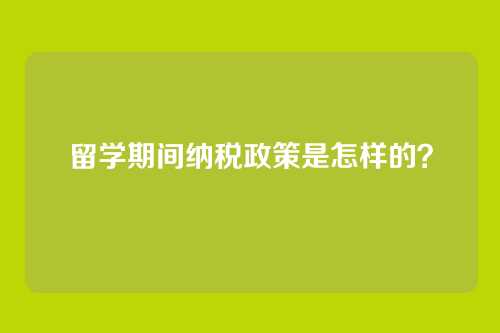 留学期间纳税政策是怎样的？
