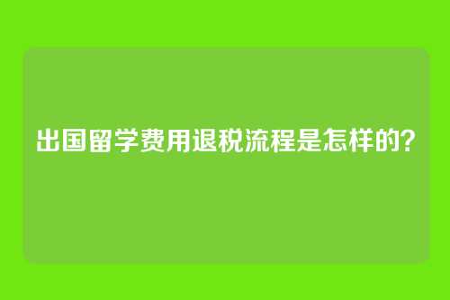 出国留学费用退税流程是怎样的？