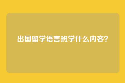 出国留学语言班学什么内容？