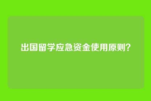 出国留学应急资金使用原则?