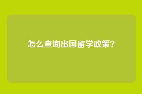 怎么查询出国留学政策？