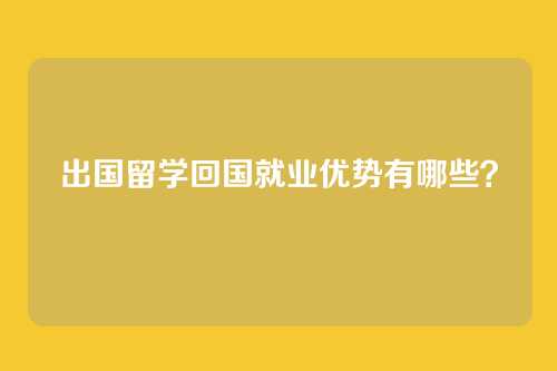 出国留学回国就业优势有哪些？