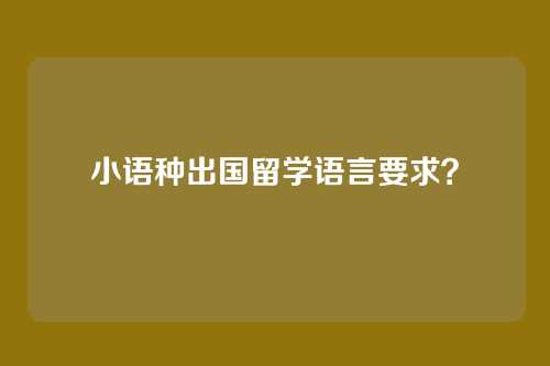 小语种出国留学语言要求？