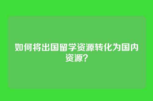 如何将出国留学资源转化为国内资源？
