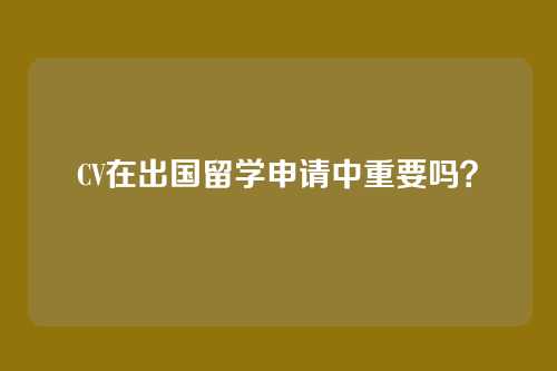 CV在出国留学申请中重要吗？