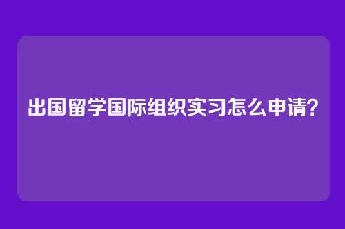 出国留学国际组织实习怎么申请？