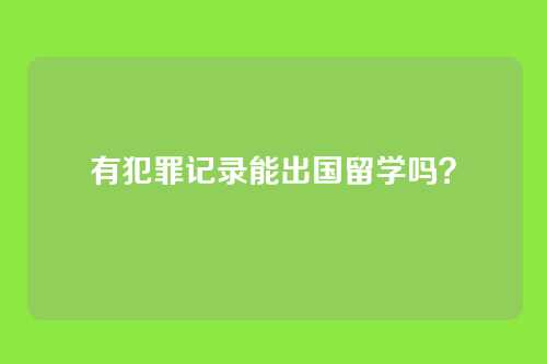 有犯罪记录能出国留学吗？