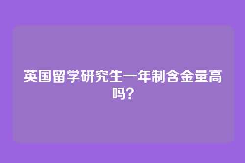 英国留学研究生一年制含金量高吗？