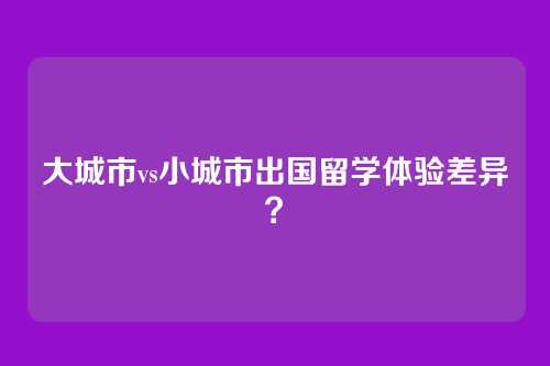 大城市vs小城市出国留学体验差异？