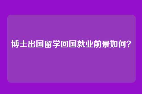 博士出国留学回国就业前景如何？
