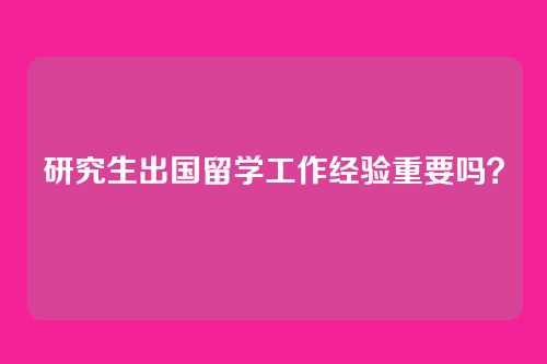 研究生出国留学工作经验重要吗？