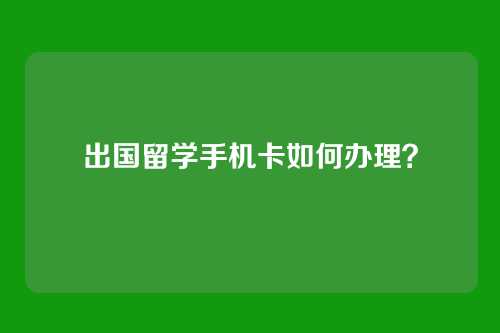 出国留学手机卡如何办理？