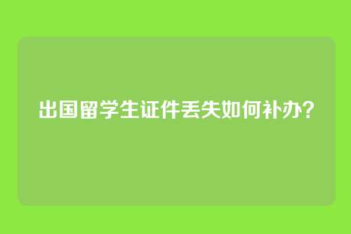 出国留学生证件丢失如何补办？