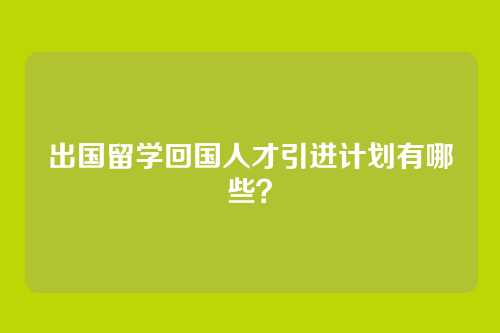 出国留学回国人才引进计划有哪些？