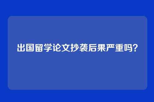 出国留学论文抄袭后果严重吗？