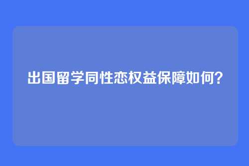 出国留学同性恋权益保障如何？